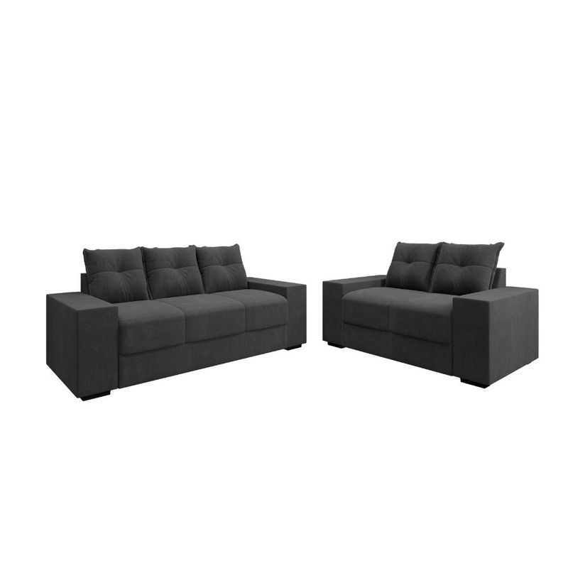 Conjunto Sofá 3 e 2 Lugares Suede Chamego 2 Flash