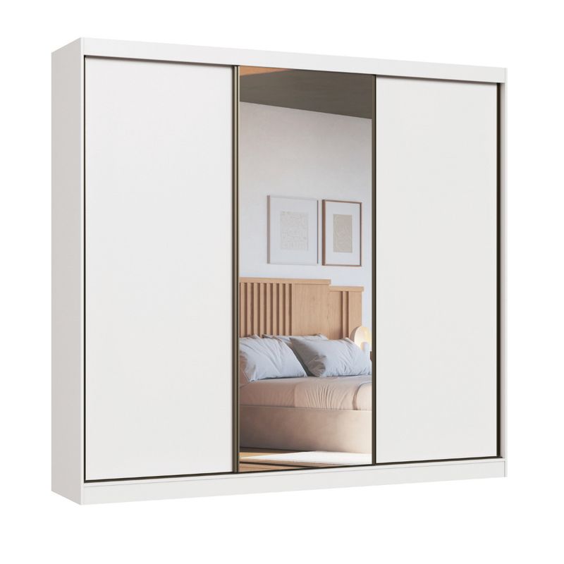 Guarda Roupa Casal com Espelho 3 Portas de Correr em MDF Imperial New Móveis Castro