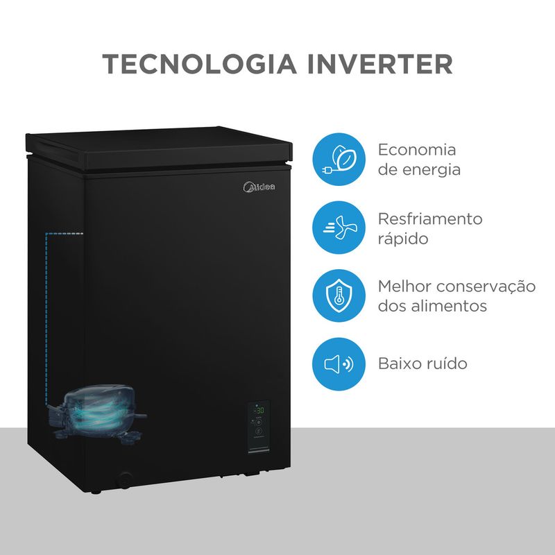 Freezer Horizontal Midea Inverter MDRC151FZD 100L