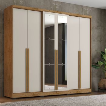 Guarda Roupa Casal com Espelho 6 Portas e Pés Serena Damulti