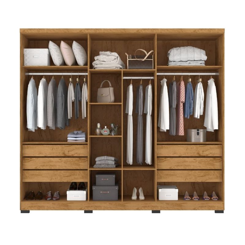 Guarda Roupa Casal com Espelho 6 Portas e Pés Serena Mobikasa