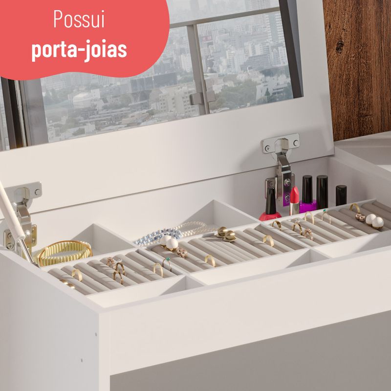 Penteadeira Camarim com Espelho 2 Gavetas Versa Telasul