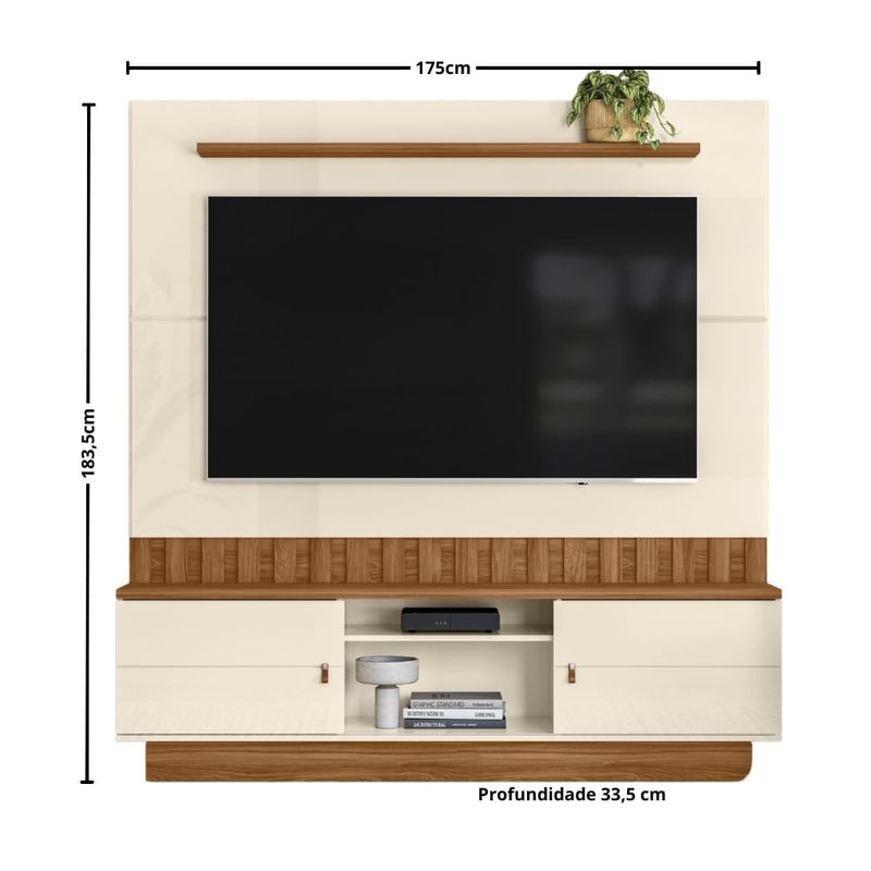 Estante Home Ripada para TV até 70 Polegadas 2 Portas de Correr Florianopolis Mobler