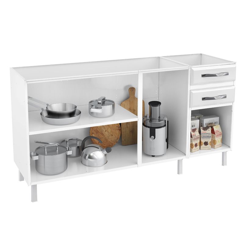 Balcão de Pia 4 Portas 2 Gavetas 160cm sem Pia Star New Telasul