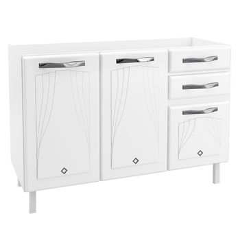 Balcão de Pia em Aço 3 Portas 2 Gavetas 120cm sem Pia Star New Telasul