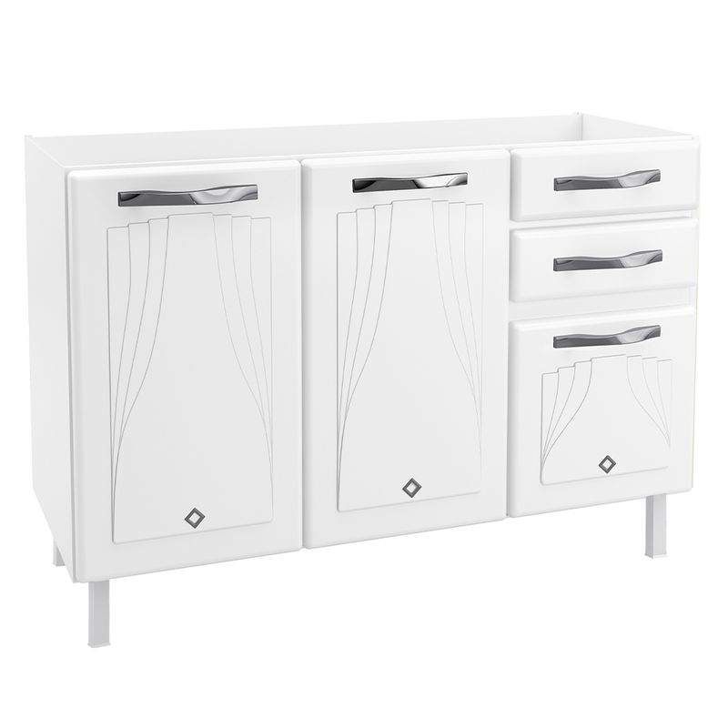 Balcão de Pia 3 Portas 2 Gavetas 120cm sem Pia Star New Telasul