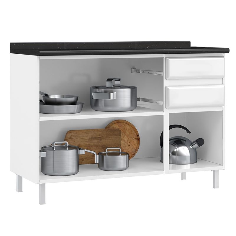 Balcão de Pia 3 Portas 2 Gavetas 120cm com Tampo Star New Telasul