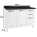 Balcão de Pia 3 Portas 2 Gavetas 120cm com Tampo Star New Telasul