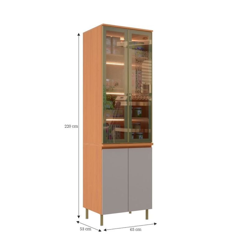 Cristaleira com LED e Vidro 4 Portas Florença Móveis Sul