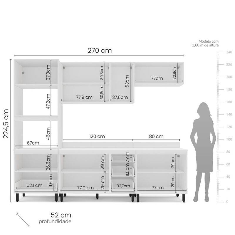 Cozinha Modulada 5 Peças com Tampo Amara Politorno Móveis