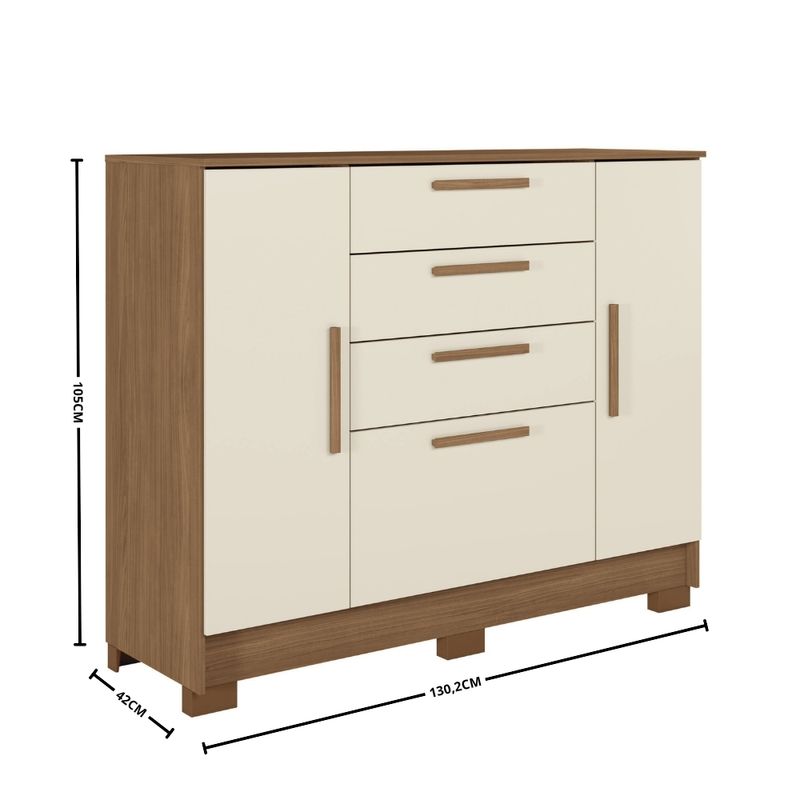 Cômoda 4 Gavetas 2 Portas com Pés Pinhais 2.4 Santos Andirá