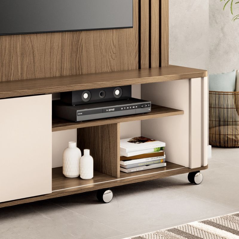 Estante Home Ripada para TV até 70 Polegadas 1 Porta com Rodízios Trinus HB Móveis