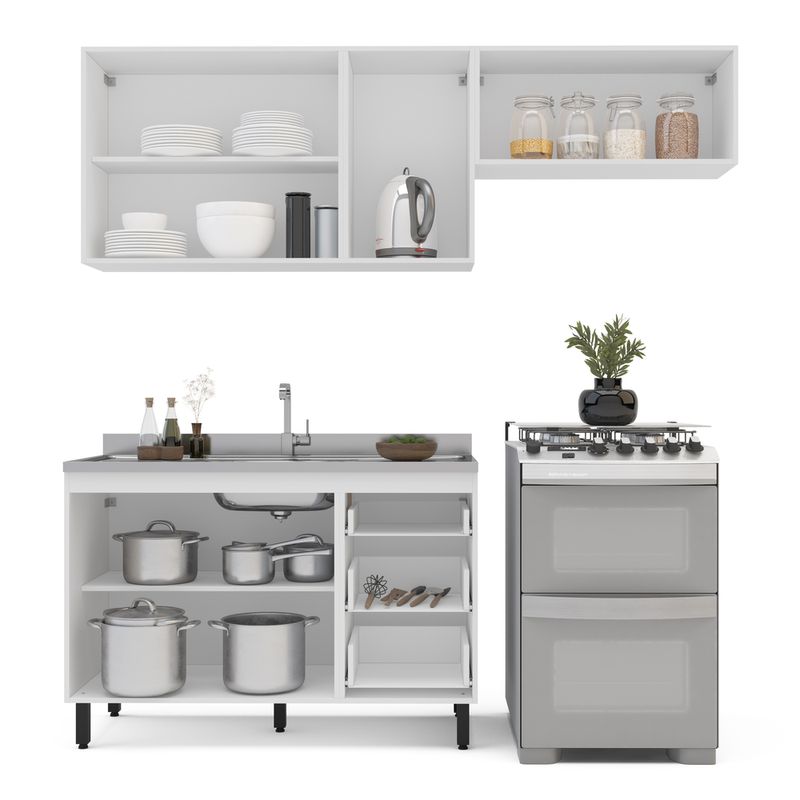 Cozinha Modulada 3 Peças sem Pia Amara Politorno Móveis