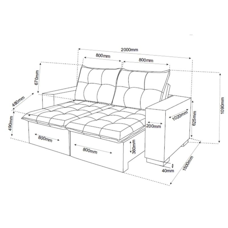 Sofá Retrátil Reclinável 3 Lugares 200cm Veludo Xangai Viero