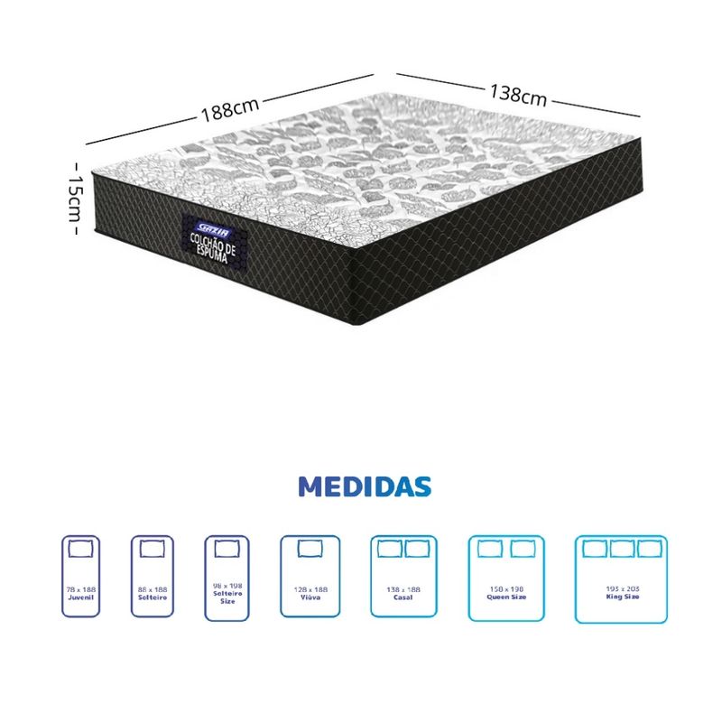 Colchão Casal 138cm Espuma D23 Supreme Gazin