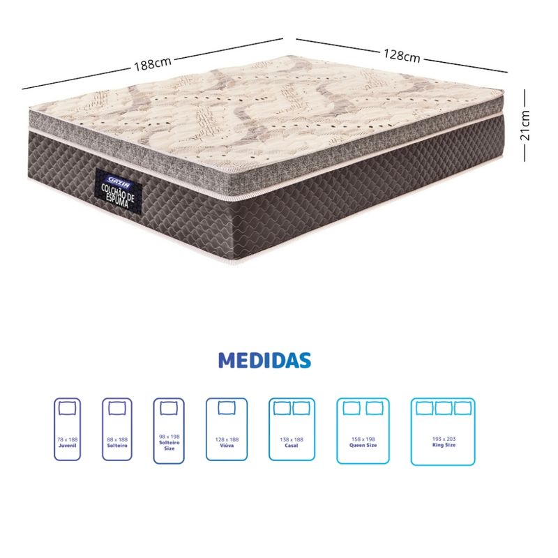 Colchão Casal 128cm Espuma Supreme Euro Gazin