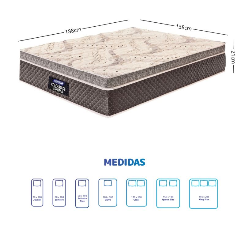 Colchão Casal 138cm Espuma Supreme Euro Gazin