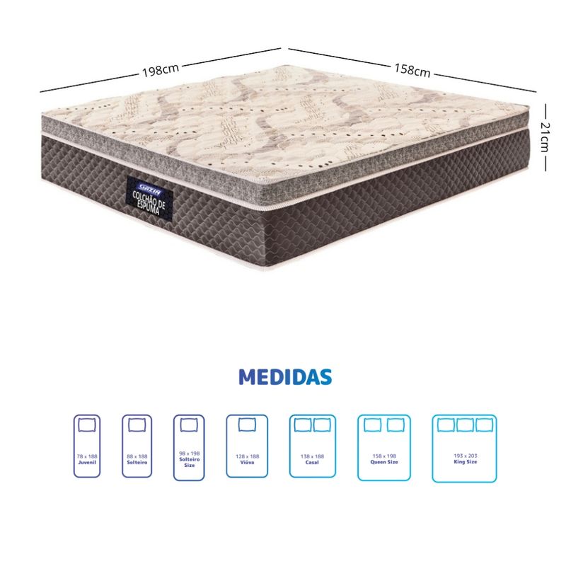 Colchão Queen 158cm Espuma Supreme Euro Gazin