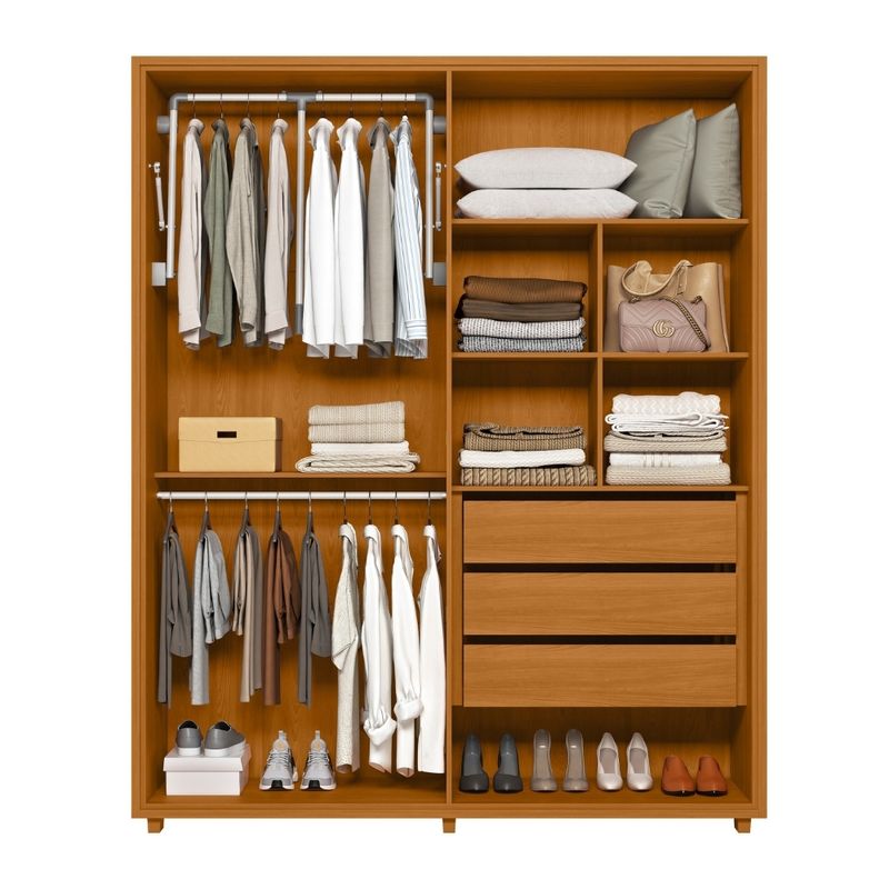 Guarda Roupa Casal 4 Portas com Pés Em MDF Greco Madetec