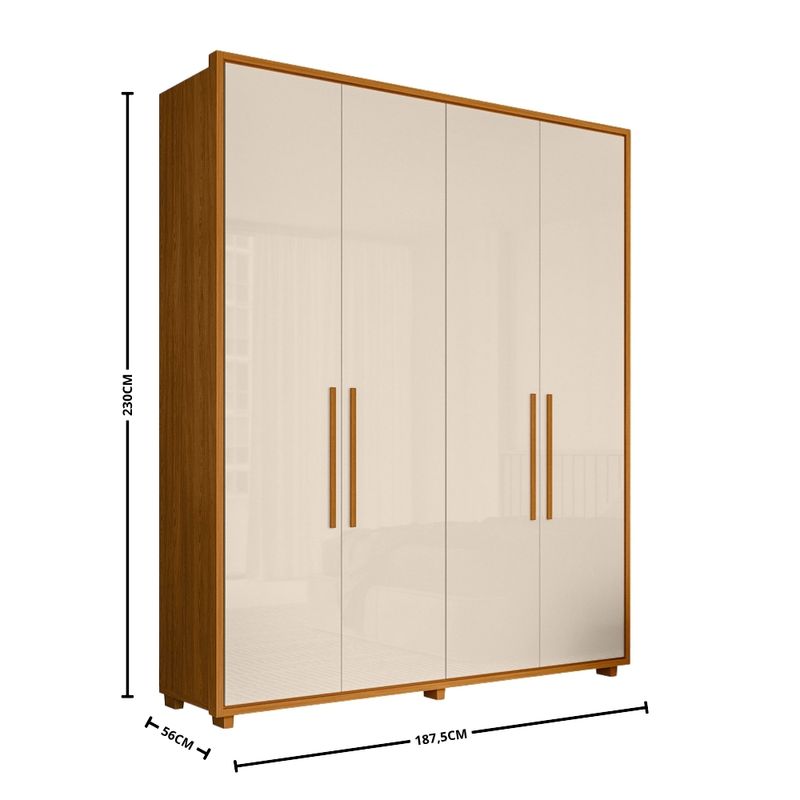 Guarda Roupa Casal 4 Portas com Pés Em MDF Greco Madetec
