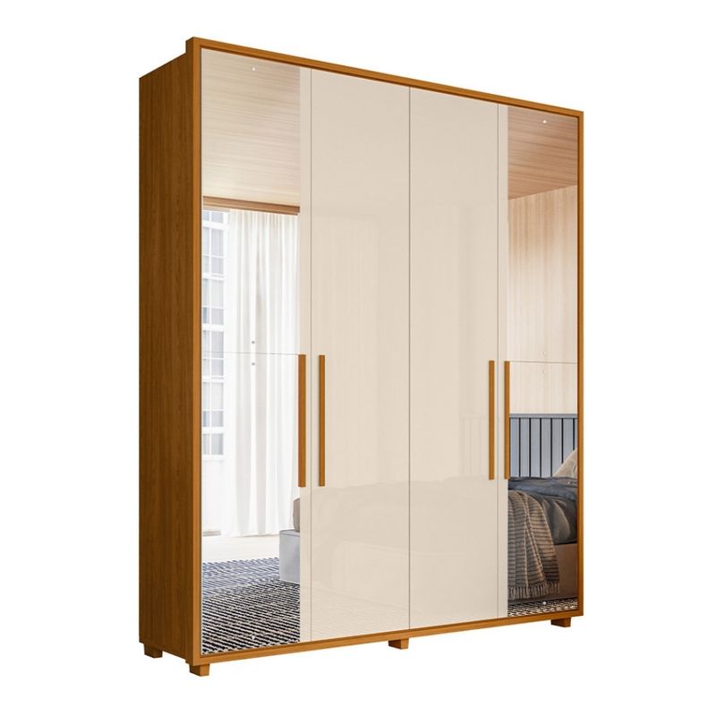 Guarda Roupa Casal com Espelho 4 Portas e Pés Em MDF Greco Madetec