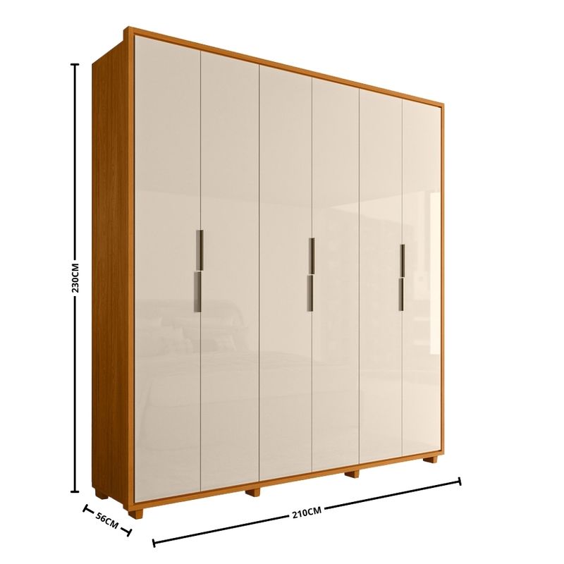Guarda Roupa Casal 6 Portas com Pés Em MDF Matisse Madetec