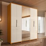 Guarda Roupa Casal com Espelho 6 Portas e Pés Em MDF Matisse Madetec