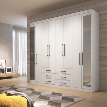 Guarda Roupa Casal com Espelho 8 Portas 6 Gavetas Master Santos Andirá