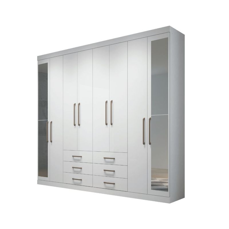 Guarda Roupa Casal com Espelho 8 Portas 6 Gavetas Master Santos Andirá