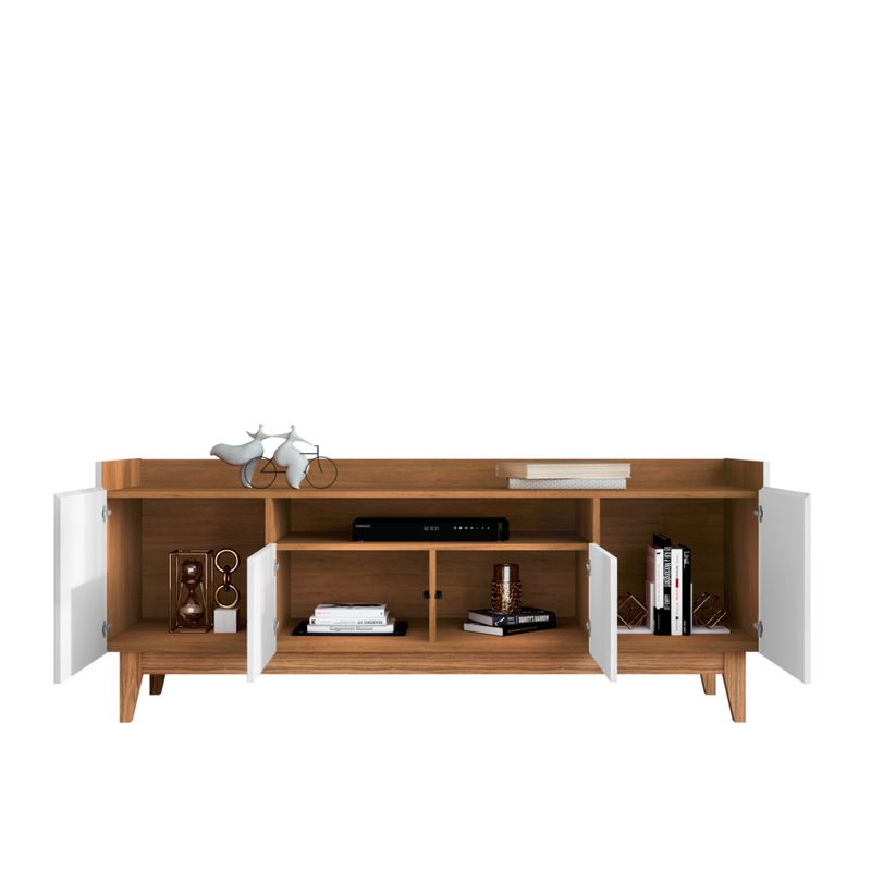 Rack para TV até 65 Polegadas 4 Portas com Pés de Madeira Adria Casa D