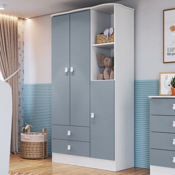 Guarda Roupa Infantil 3 Portas 2 Gavetas Tedy Percasa