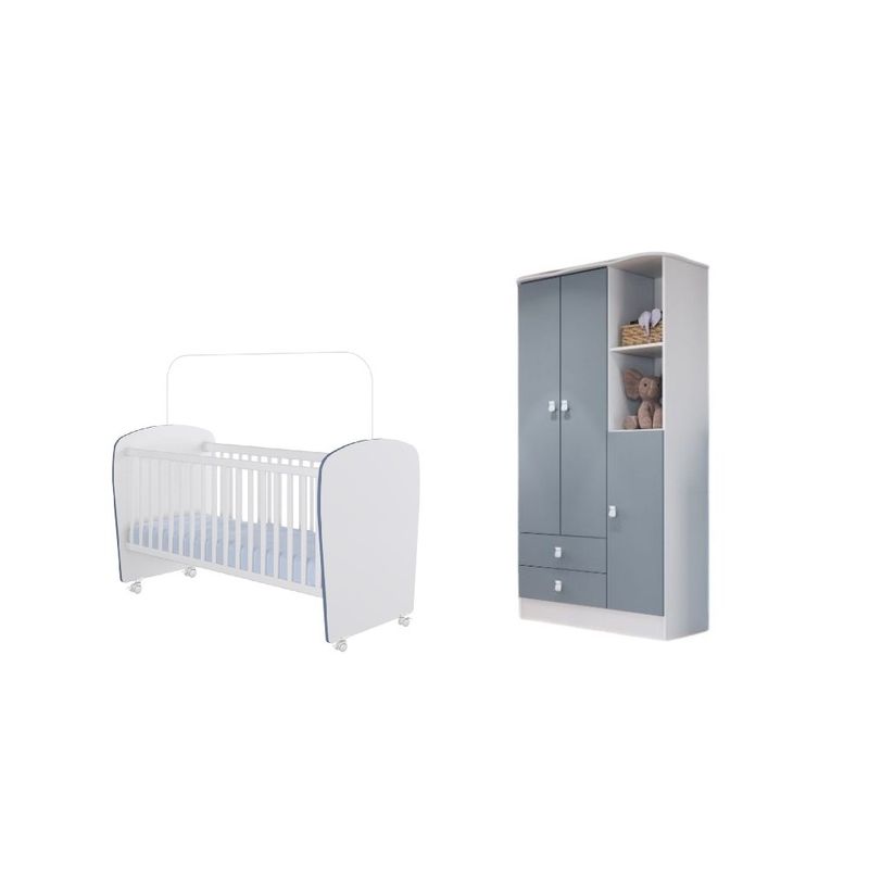 Quarto de Bebê Berço e Guarda Roupa 3 Portas Tedy Percasa