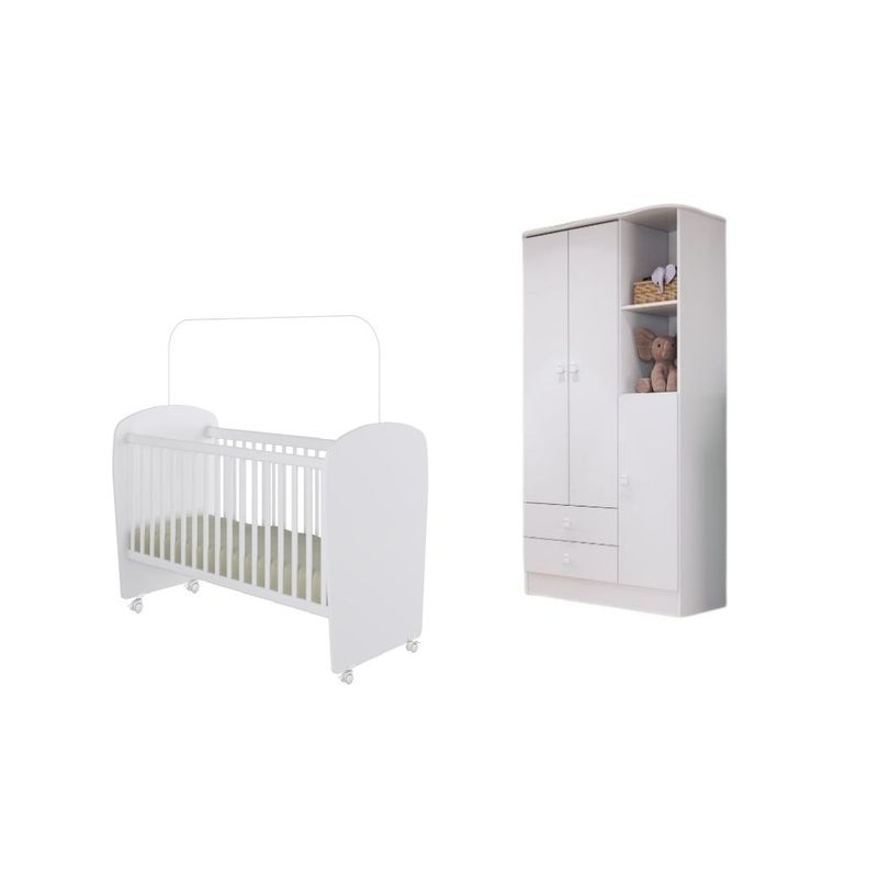 Quarto de Bebê Berço e Guarda Roupa 3 Portas Tedy Percasa