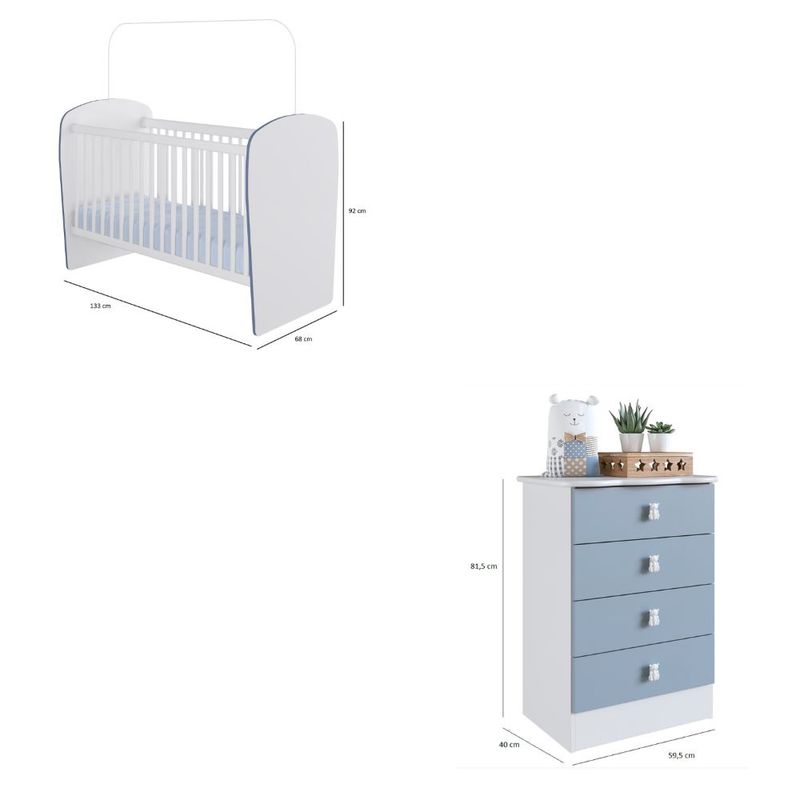 Quarto de Bebê Berço e Cômoda 4 Gavetas Tedy Percasa