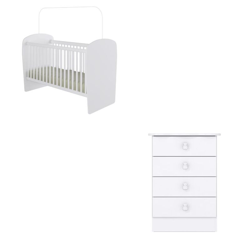Quarto de Bebê Berço e Cômoda 4 Gavetas Tedy Percasa
