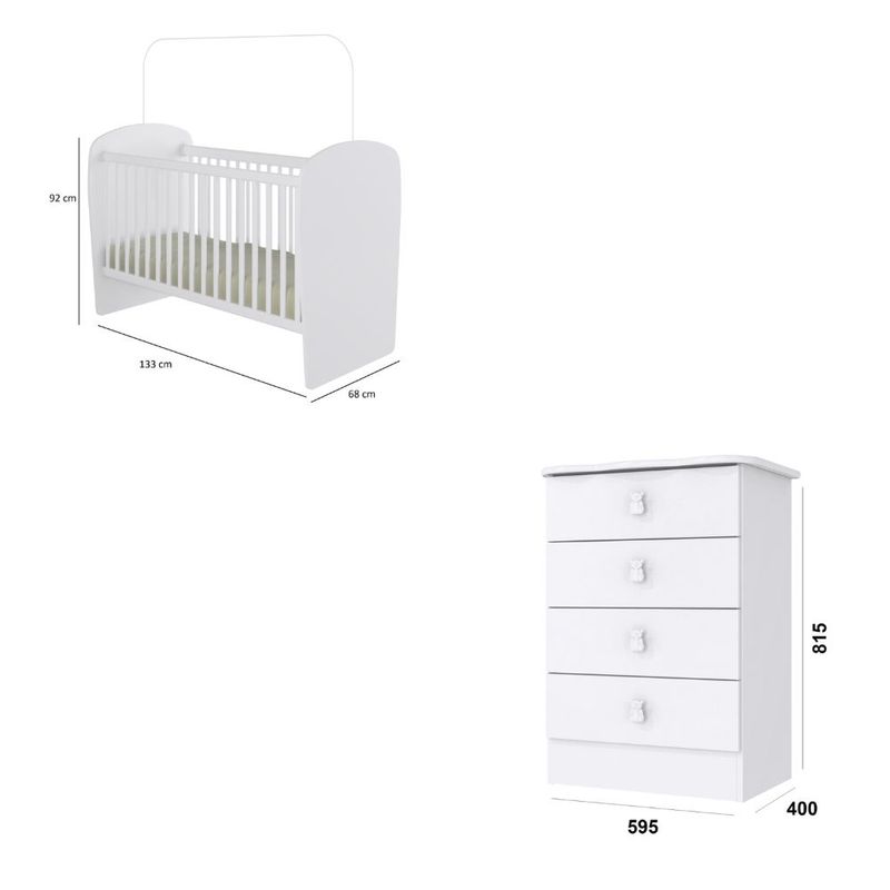 Quarto de Bebê Berço e Cômoda 4 Gavetas Tedy Percasa