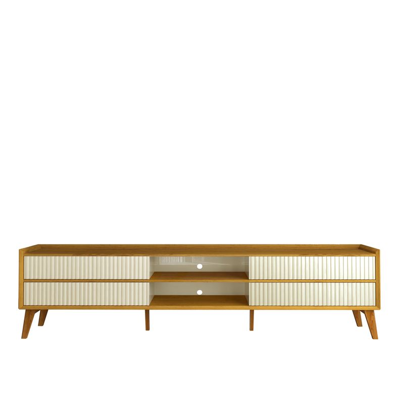 Rack Ripado para TV até 85 Polegadas 4 Gavetas com Pés de Madeira Maciça em MDF Magnífico Gelius