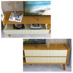 Rack Ripado para TV até 85 Polegadas 4 Gavetas com Pés de Madeira Maciça em MDF Magnífico Gelius