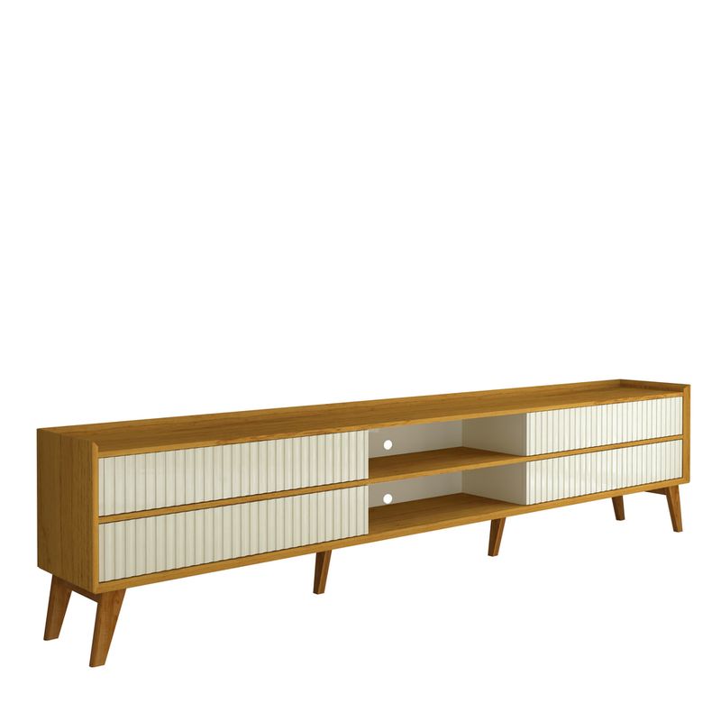 Rack Ripado para TV até 85 Polegadas 4 Gavetas com Pés de Madeira Maciça em MDF Magnífico Gelius