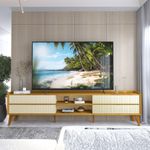 Rack Ripado para TV até 85 Polegadas 4 Gavetas com Pés de Madeira Maciça em MDF Magnífico Gelius
