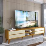 Rack Ripado para TV até 85 Polegadas 4 Gavetas com Pés de Madeira Maciça em MDF Magnífico Gelius