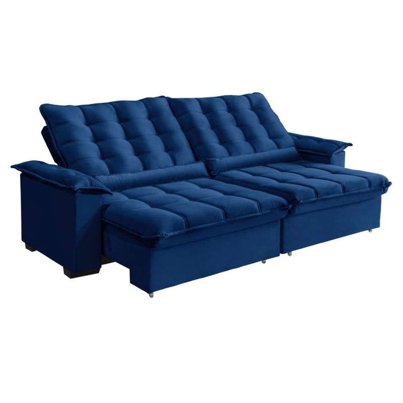 Sofá 4 Lugares Retrátil Reclinável 270cm Veludo Bogotá Requinte