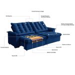 Sofá 4 Lugares Retrátil Reclinável 270cm Veludo Bogotá Requinte