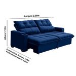 Sofá 3 Lugares Retrátil Reclinável 200m Veludo Mônaco Requinte