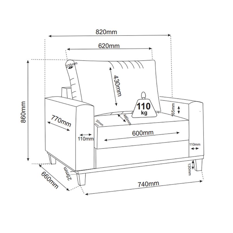 Poltrona Living Linhão Viana Viero