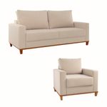 Conjunto Sofá Living Linho 180cm Vicente com 1 Poltrona Viena Viero