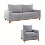 Conjunto Sofá Living Linho 180cm Vicente com 1 Poltrona Viena Viero