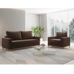 Conjunto Sofá Living Veludo 180cm Vicente com 1 Poltrona Viena Viero