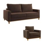 Conjunto Sofá Living Veludo 180cm Vicente com 1 Poltrona Viena Viero