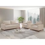 Conjunto Sofá Living Linho 180cm Vicente com 2 Poltrona Viena Viero